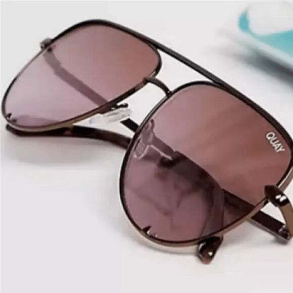 NWT Rare Quay Rimless 877 Australia High Key Mini Aviator Bronze Brown Pink - Picture 3 of 6